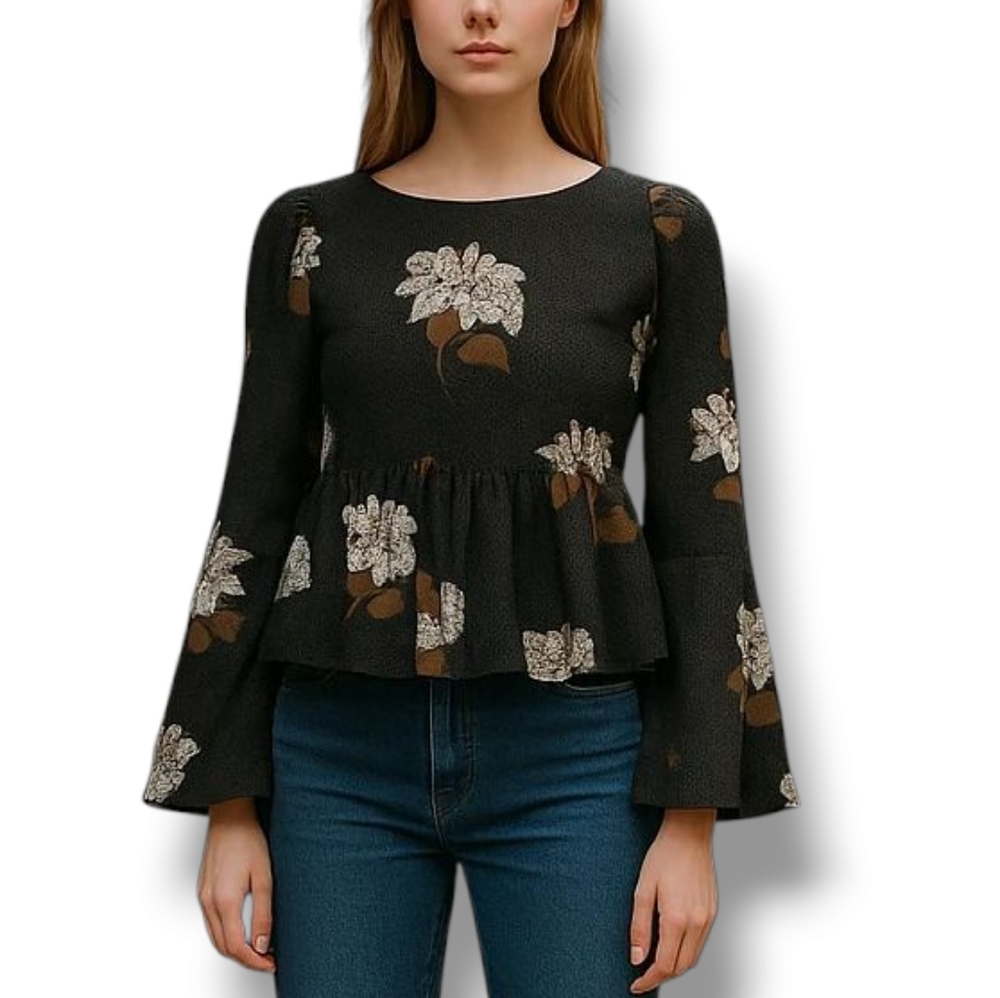 Stone cold fox Boho Bell Sleeve Floral Top Size Women's XS
